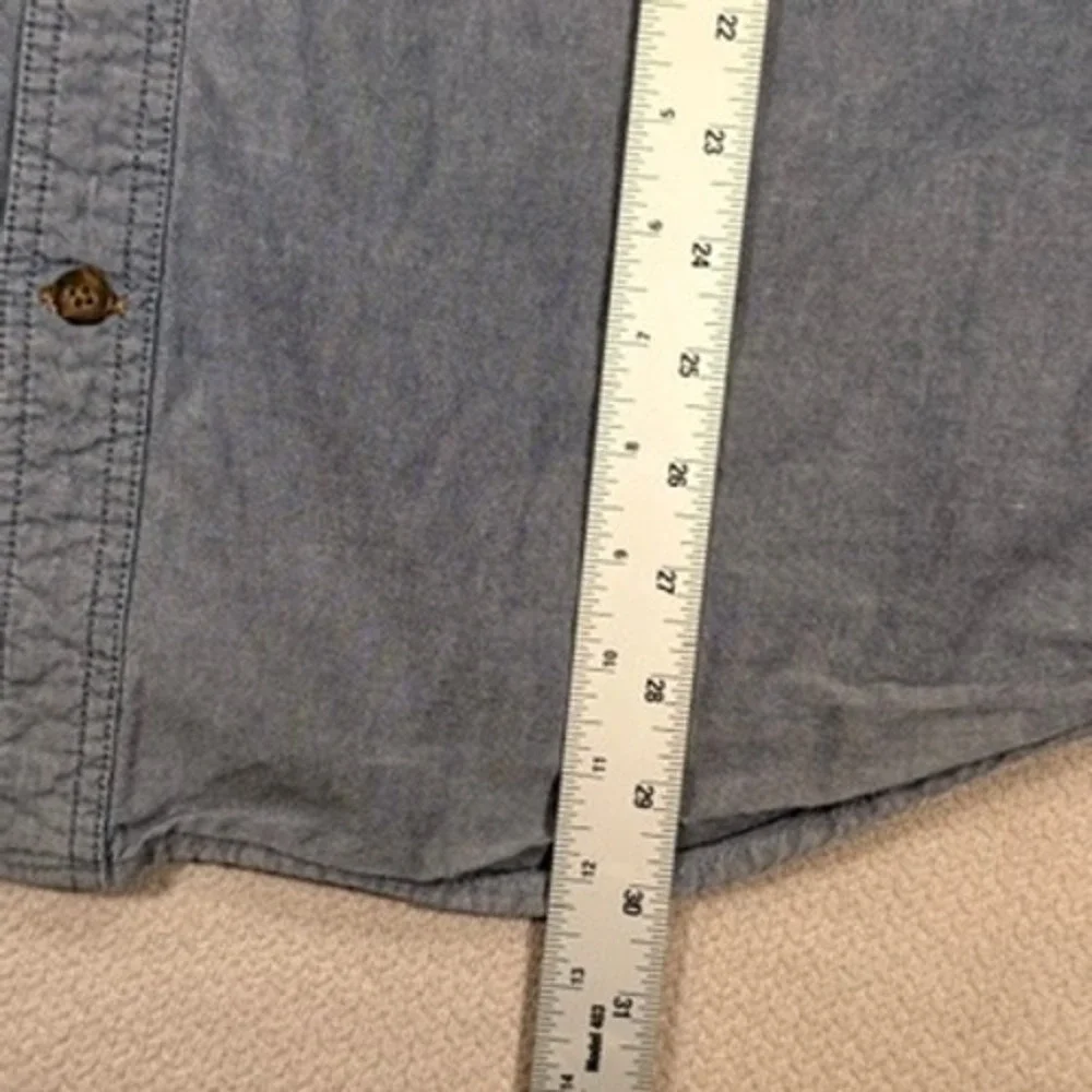 Carhartt Relaxed Fit Short Sleeve Button Down Shirt Large Mens Blue Chambray